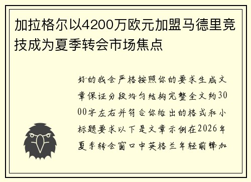 加拉格尔以4200万欧元加盟马德里竞技成为夏季转会市场焦点 加拉格尔以4200万欧元加盟马德里竞技成为夏季转会市场焦点